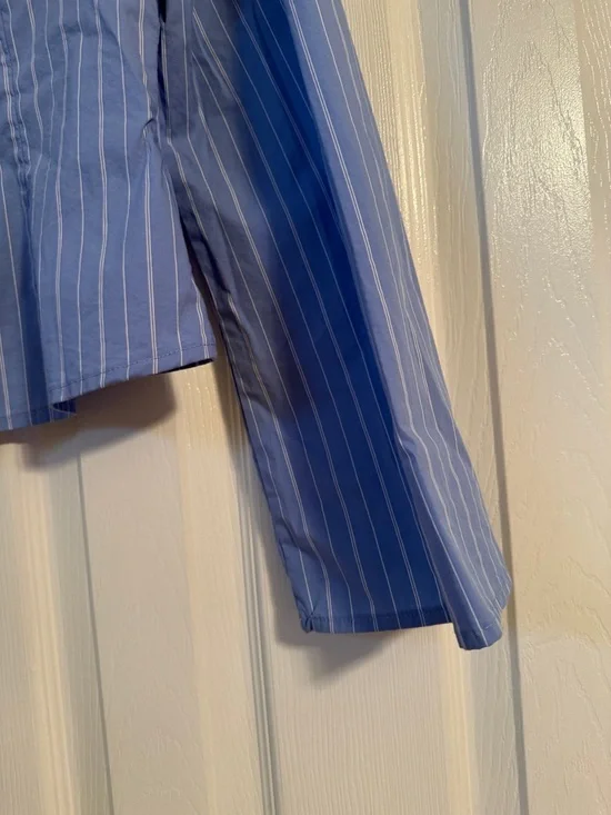 Princess Polly Light Blue Pinstripe Fitted Shirt - Picture 5 of 6